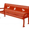6ft3DogBench Silhouette ThermoCoated Red