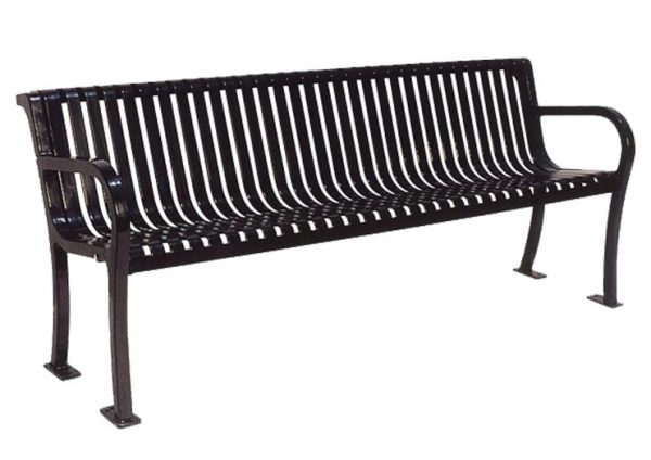 6ftSlatedBench Silhouette ThermoCoated Black