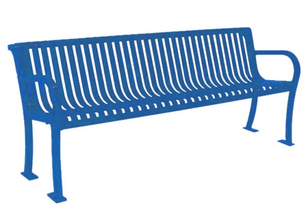 6ftSlatedBench Silhouette ThermoCoated Blue