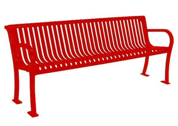 6ftSlatedBench Silhouette ThermoCoated Red